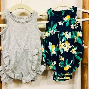 romper bundle target old navy, gray & lemon, NB